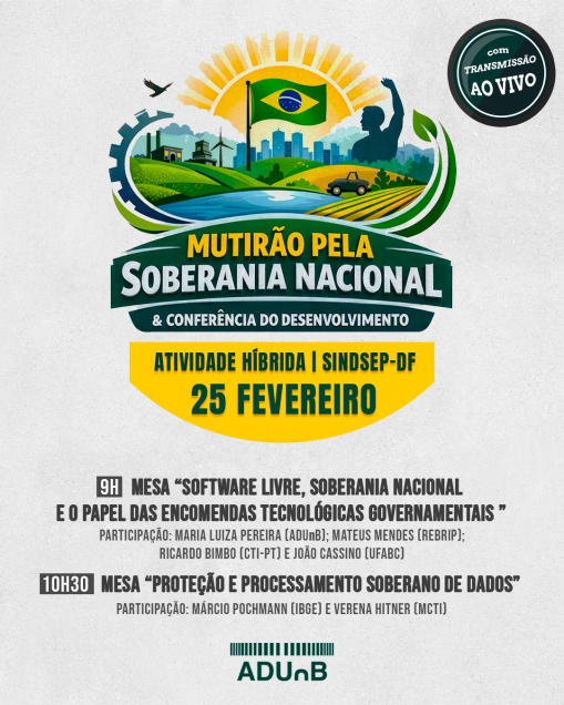 Mutirão pela Soberania Nacional & Conferência do Desenvolvimento começa nesta quarta-feira (25)