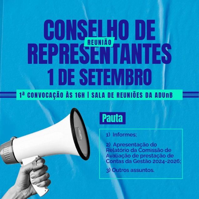 Convocatória para Reunião Extraordinária do Conselho de Representantes no dia 01/09/2026
