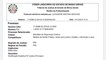 Sinfazfisco-MG impetra mandado de segurança contra não pagamento do 13º do Fisco