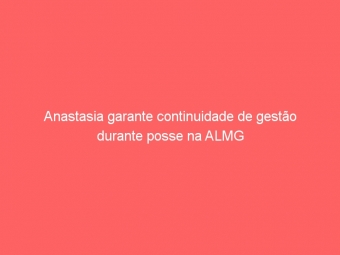 Anastasia garante continuidade de gestão durante posse na ALMG