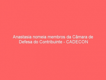 Anastasia nomeia membros da Câmara de Defesa do Contribuinte - CADECON