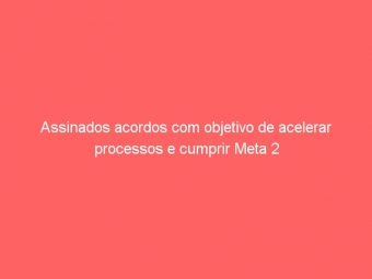 Assinados acordos com objetivo de acelerar processos e cumprir Meta 2