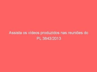 Assista os vídeos produzidos nas reuniões do PL 3843/2013