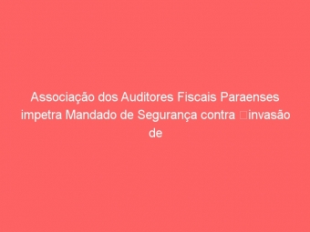 Associação dos Auditores Fiscais Paraenses impetra Mandado de Segurança contra invasão de atribuição e é derrotada!