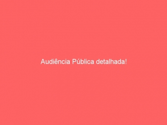 Audiência Pública detalhada!