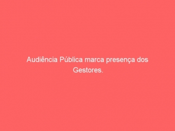 Audiência Pública marca presença dos Gestores.