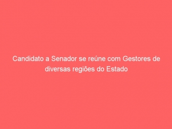 Candidato a Senador se reúne com Gestores de diversas regiões do Estado