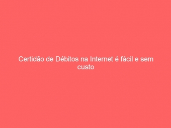 Certidão de Débitos na Internet é fácil e sem custo
