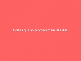 Coisas que só acontecem na SEF/MG