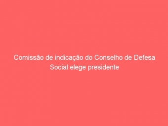 Comissão de indicação do Conselho de Defesa Social elege presidente
