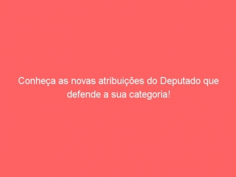 Conheça as novas atribuições do Deputado que defende a sua categoria!