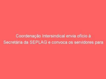 Coordenação Intersindical envia ofício à Secretária da SEPLAG e convoca os servidores para manifestação