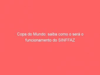 Copa do Mundo: saiba como o será o funcionamento do SINFFAZ