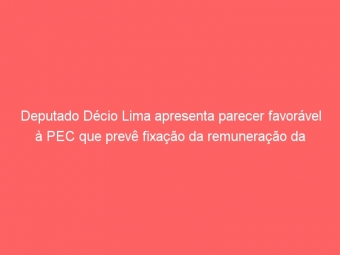 Deputado Décio Lima apresenta parecer favorável à PEC que prevê fixação da remuneração da Carreira Auditoria com relação a dos servidores do Banco Central do Brasil
