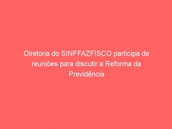 Diretoria do SINFFAZFISCO participa de reuniões para discutir a Reforma da Previdência