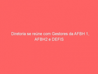 Diretoria se reúne com Gestores da AFBH 1, AFBH2 e DEFIS