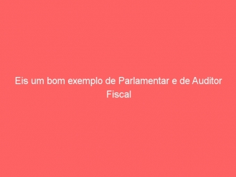 Eis um bom exemplo de Parlamentar e de Auditor Fiscal