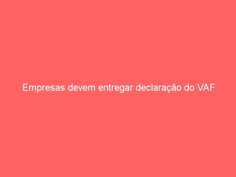 Empresas devem entregar declaração do VAF
