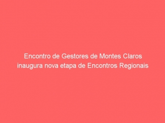 Encontro de Gestores de Montes Claros inaugura nova etapa de Encontros Regionais