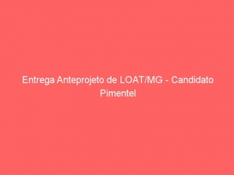 Entrega Anteprojeto de LOAT/MG - Candidato Pimentel
