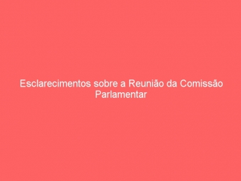 Esclarecimentos sobre a Reunião da Comissão Parlamentar