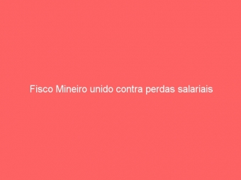 Fisco Mineiro unido contra perdas salariais