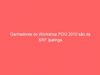 Ganhadores do Workshop PDG 2010 são da SRF Ipatinga