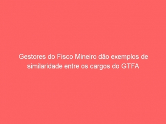 Gestores do Fisco Mineiro dão exemplos de similaridade entre os cargos do GTFA