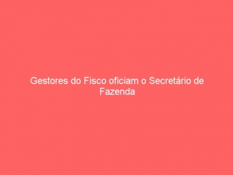 Gestores do Fisco oficiam o Secretário de Fazenda