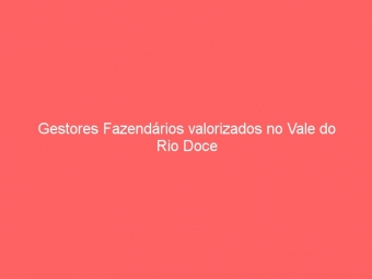 Gestores Fazendários valorizados no Vale do Rio Doce