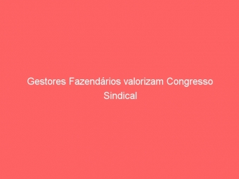 Gestores Fazendários valorizam Congresso Sindical