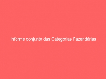 Informe conjunto das Categorias Fazendárias