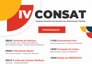 FEBRAFISCO promove o IV CONSAT – Congresso Brasileiro dos Servidores da Administração Tributária
