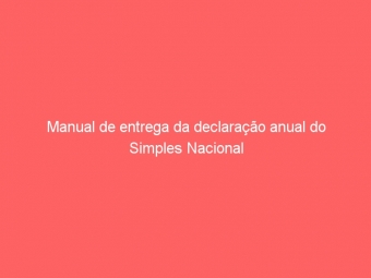 Manual de entrega da declaração anual do Simples Nacional