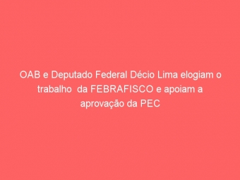 OAB e Deputado Federal Décio Lima elogiam o trabalho  da FEBRAFISCO e apoiam a aprovação da PEC 186