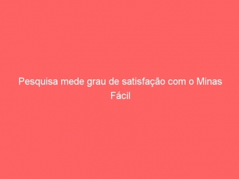 Pesquisa mede grau de satisfação com o Minas Fácil