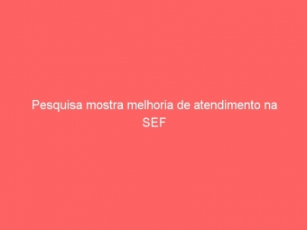 Pesquisa mostra melhoria de atendimento na SEF