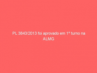 PL 3843/2013 foi aprovado em 1º turno na ALMG