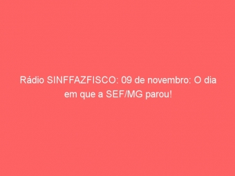 Rádio SINFFAZFISCO: 09 de novembro: O dia em que a SEF/MG parou!