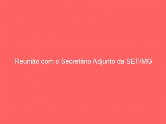 Reunião com o Secretário Adjunto da SEF/MG