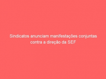 Sindicatos anunciam manifestações conjuntas contra a direção da SEF
