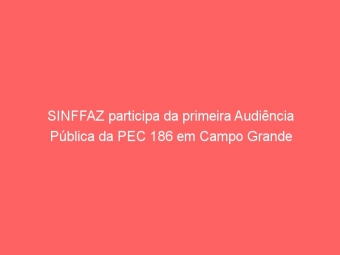 SINFFAZ participa da primeira Audiência Pública da PEC 186 em Campo Grande