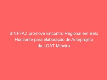 SINFFAZ promove Encontro Regional em Belo Horizonte para elaboração de Anteprojeto da LOAT Mineira