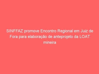 SINFFAZ promove Encontro Regional em Juiz de Fora para elaboração de anteprojeto da LOAT mineira