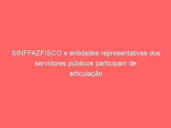 SINFFAZFISCO e entidades representativas dos servidores públicos participam de articulação contra a Reforma da Previdência