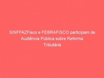 SINFFAZFisco e FEBRAFISCO participam de Audiência Pública sobre Reforma Tributária