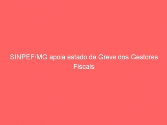 SINPEF/MG apoia estado de Greve dos Gestores Fiscais