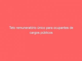 Teto remuneratório único para ocupantes de cargos públicos