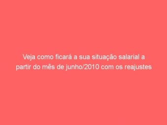 Veja como ficará a sua situação salarial a partir do mês de junho/2010 com os reajustes concedidos.
