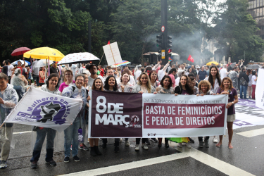 Mulheres do PJU no 8 de março de 2020.